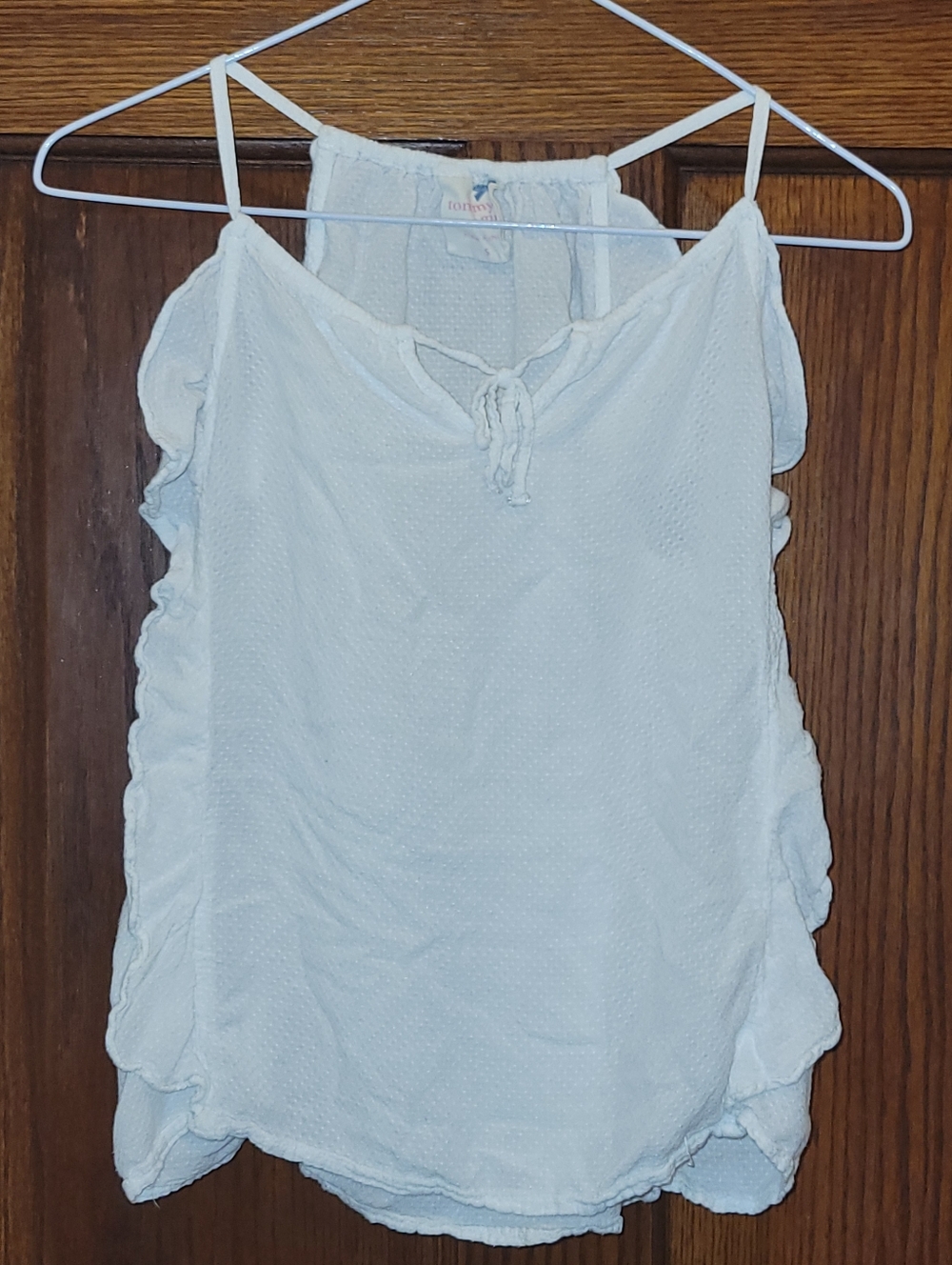 Tommy Girl Tank Top White Cut Out Accent At Neck Size Small